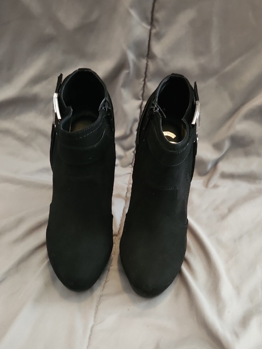 G by Guess Black Suede High-Heel Ankle Boots with Metallic Buckle - Picture 4 of 11